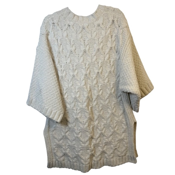 Anthropologie Moth Chunky Knit Oversized Cream Tunic Sweater Size XS / Small - Picture 2 of 9